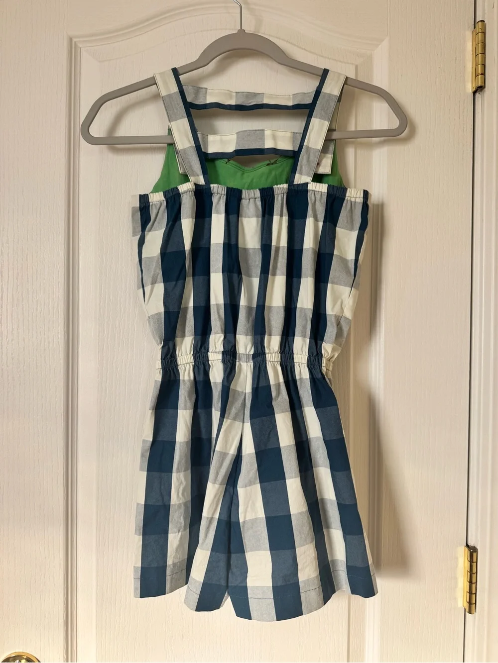 Matilda Jane Country Roads Buffalo Plaid Front Tie Romper Size 12